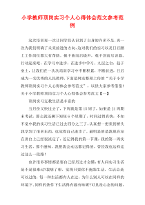 小学教师顶岗实习个人心得体会参考样例