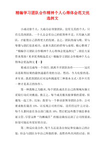 [精选]学习团队合作精神个人心得体会范文优选例文