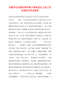 县委书记在新任职年轻干部谈话会上的工作总结范文发言报告