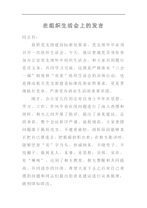 在组织生活会上的发言