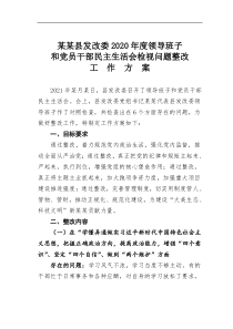 某某县发改委2020年度领导班子和党员干部民主生活会检视问题整改工作方案