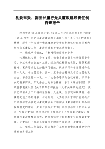 县委常委副县长履行党风廉政建设责任制自查报告