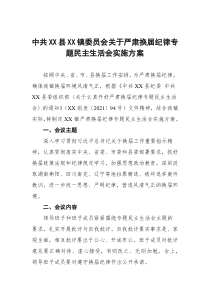 中共XX县XX镇委员会严肃换届纪律专题民主生活会实施方案