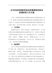 全市民政系统新型冠状病毒感染的肺炎疫情防控工作方案