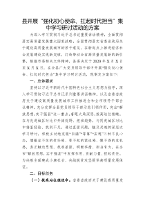 县开展强化初心使命扛起时代担当集中学习研讨活动的方案