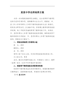 某中学名师培养方案