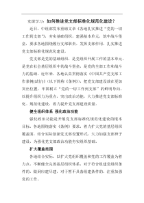 党课学习如何推进党支部标准化规范化建设