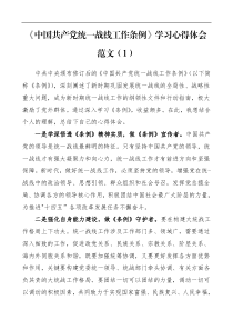 中国共产党统一战线工作条例学习心得体会范文10篇研讨发言材料参考