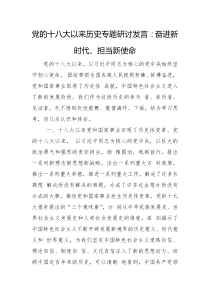 党的十八大以来历史专题研讨发言奋进新时代担当新使命