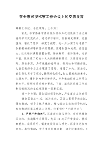 在全市巡视巡察工作会议上的交流发言