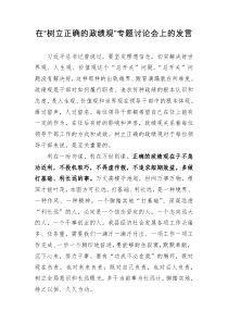 在树立正确的政绩观专题讨论会上的发言