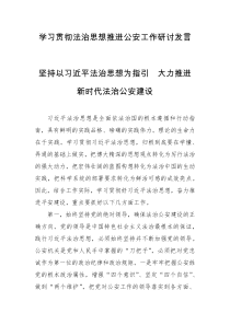 学习贯彻法治思想推进公安工作研讨发言