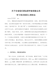 心得体会在省级纪委监委审查调查业务学习培训班的心得体会