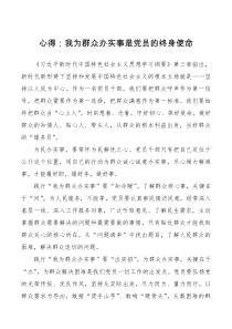 心得体会我为群众办实事是党员的终身使命学习心得体会研讨发言材料参考