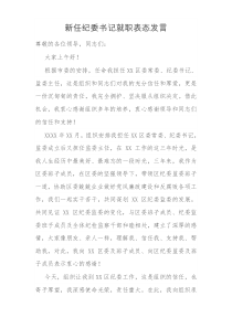 新任纪委书记就职表态发言