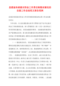 县委宣传部意识形态工作责任制落实情况的自查工作总结范文报告范例