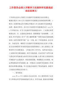 工作委员会深入开展学习实践科学发展观活动总结例文