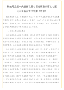 方案预案科技局党组中央脱贫攻坚专项巡视整改落实专题民主生活会工作方案市级1