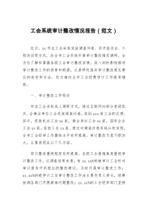 工会系统审计整改情况报告范文