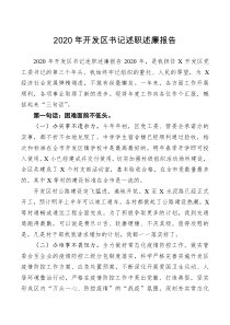 202X年开发区书记述职述廉报告