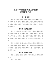 某一中党支部党建工作经费使用管理办法