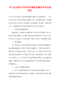 中小企业局大气和水环境综合整治半年总结例文