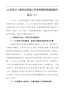 党建问题整改报告xx局基层党建工作督查问题整改情况报告范文3篇