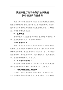 某审计厅关于公务员法律法规执行情况的自查报告