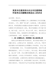 某市住建局局长在全市住建领域环保突出问题整改推进会上的讲话