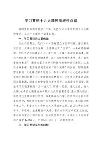 学习贯彻十九大精神阶段性总结