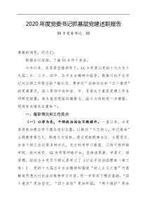 2021年1月日202x年度党委书记抓基层党建述职报告