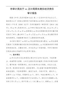 xx卫计局局长离任经济责任审计报告