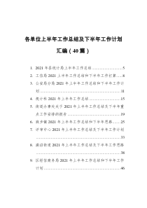 各单位上半年工作总结及下半年工作计划汇编40篇