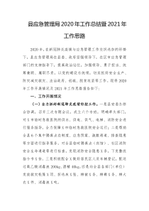 县应急管理局202x年工作总结暨2021年工作思路