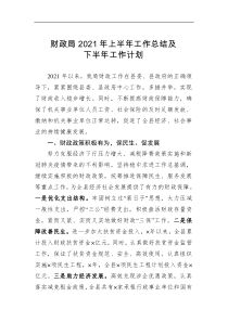 2021年财政局上半年工作总结及下半年工作计划