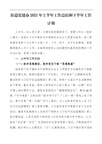 街道党建办2021年上半年工作总结和下半年工作计划党建工作办公室组织人事办党建工作总结汇报报告参考