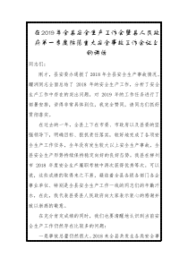 县长在2019年全县安全生产工作会暨县人民政府第一季度防范重大安全事故工作会议上的讲话