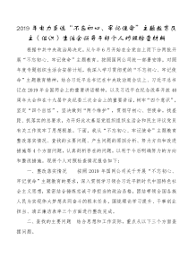 电力系统不忘初心牢记使命[主题教育]民主组织生活会领导干部个人对照检查材料