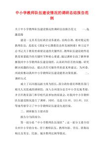 中小学教师队伍建设情况的调研总结报告范例