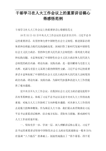 干部学习在人大工作会议上的重要讲话稿心得感悟范例