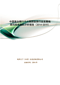 中国商业银行个人信贷业务行业发展格局与投资商机分析报告20142019