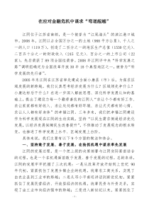 在应对金融危机中谋求弯道超越