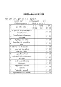 西学院外语系2010届本科毕业论文设计题目列表