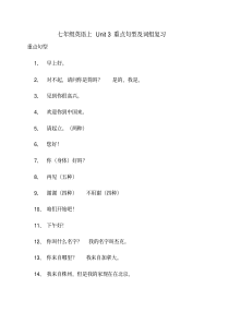 仁爱版七年级英语上Unit_3_重点句型及词组