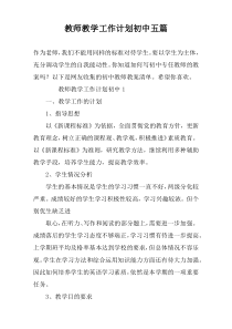 教师教学工作计划初中五篇