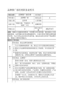 品牌推广部职务说明书