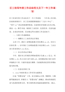 区工信局年度工作总结范文及下一年工作谋划