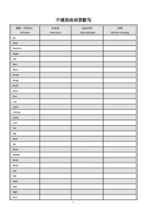 (通用)初中英语不规则动词表及默写版
