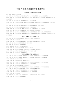 1955年授衔的中华人民共和国开国将帅名单及职务