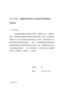 关于麻醉医师资格分级